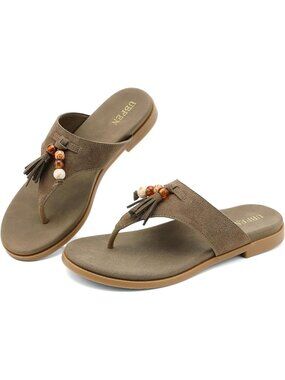 Women Mocha Comfortable Faux Suede Upper Slide Slip-On Casual Flat Sandal Shoes